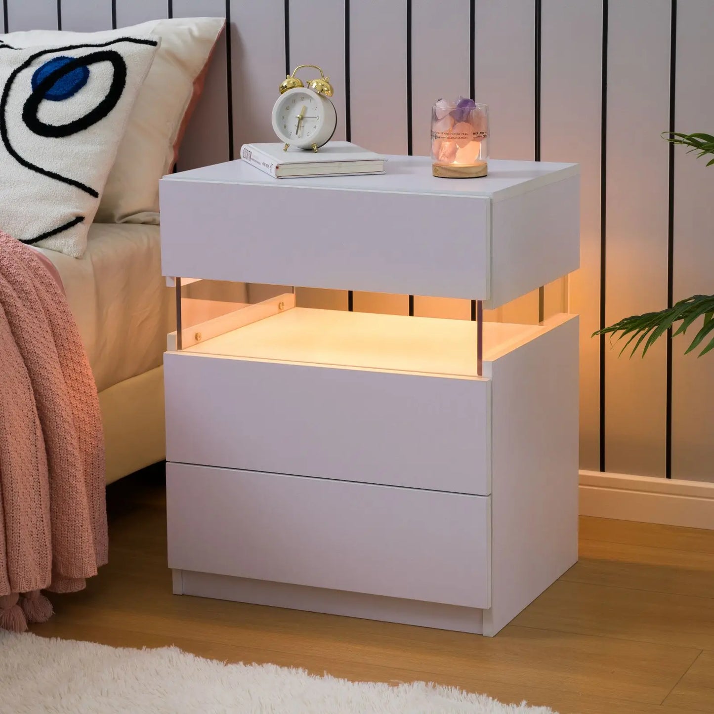 Bedside Tables Set with LED Lighting
