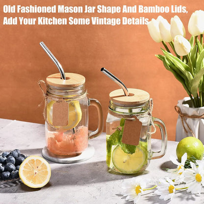 16 oz Mason Jars with Handle and Straws
