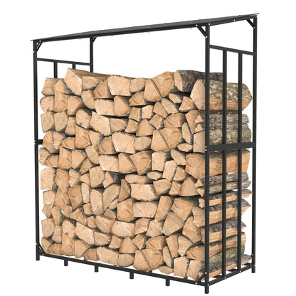 Heavy Duty Metal Firewood Rack with Top