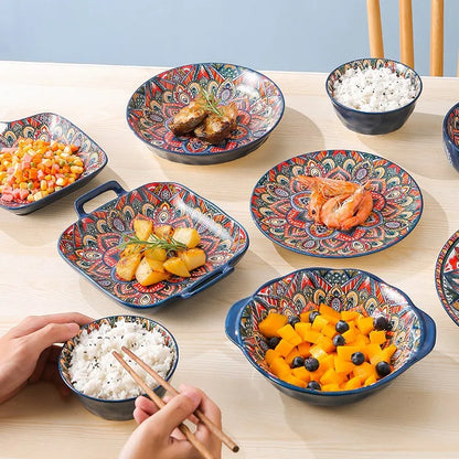 New Bohemian Style Ceramic Household Dishes Set