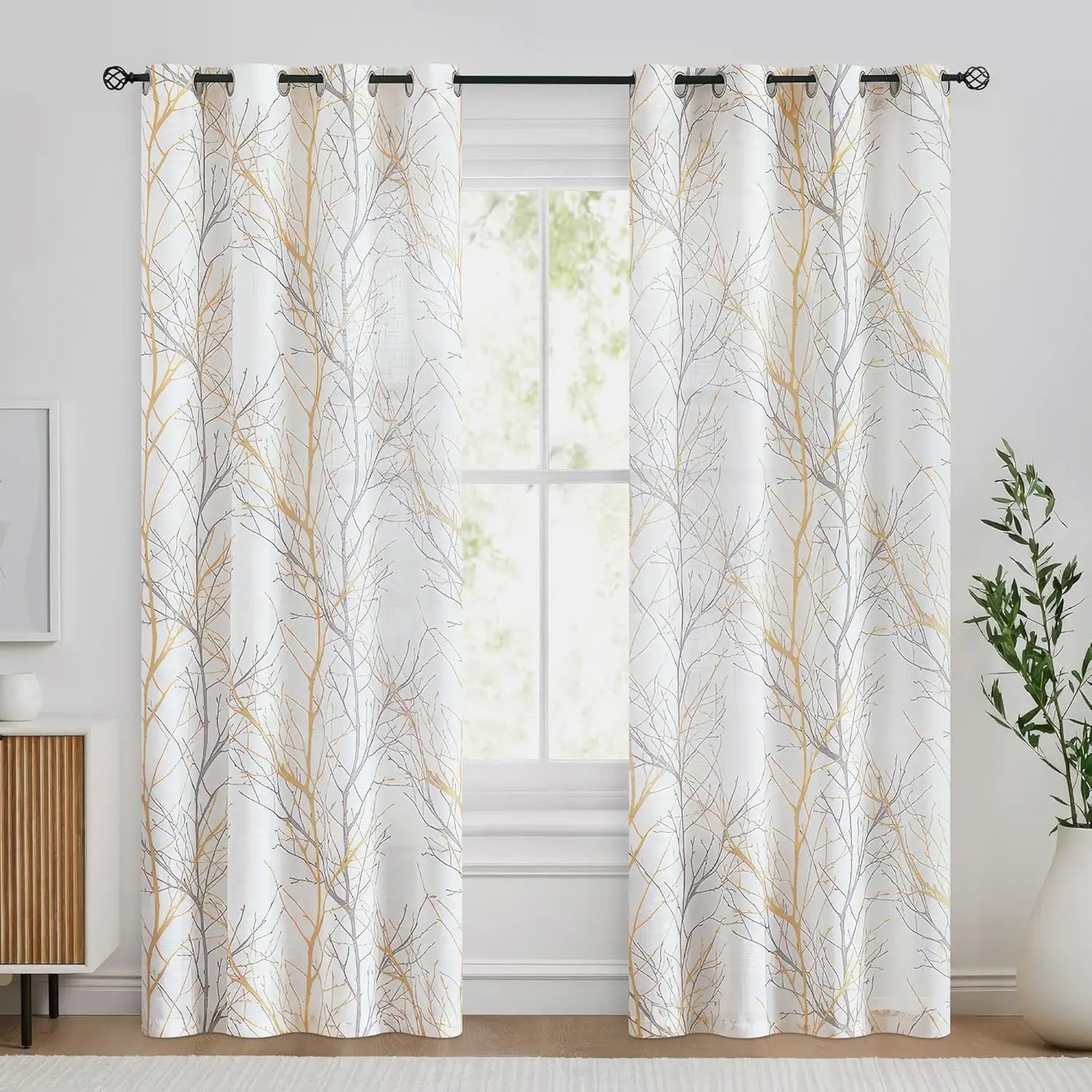 Semi Sheer Curtains, 108 Inches 2 Panels