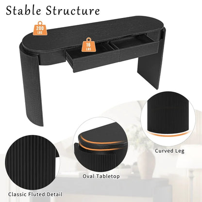Black Entryway Table with Fluted Design