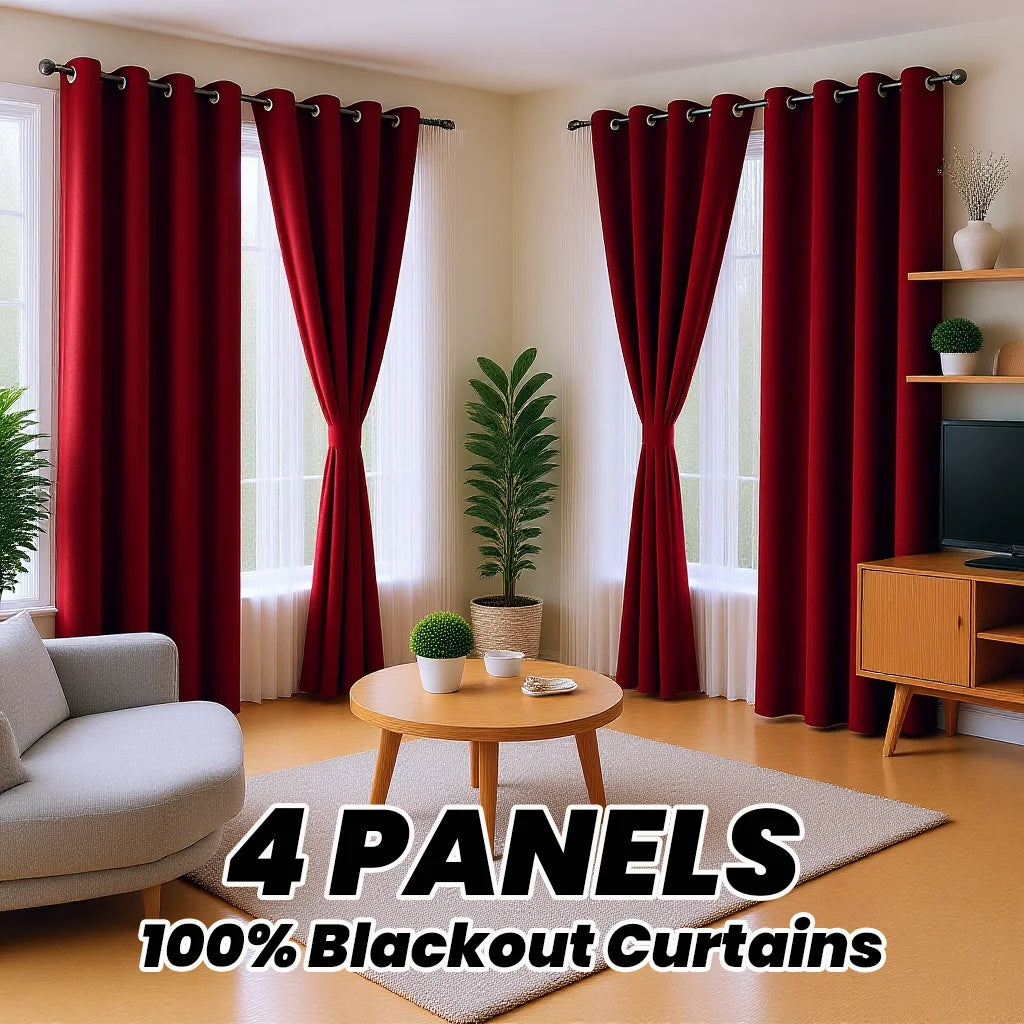 4 Panels 100% Blackout Curtains