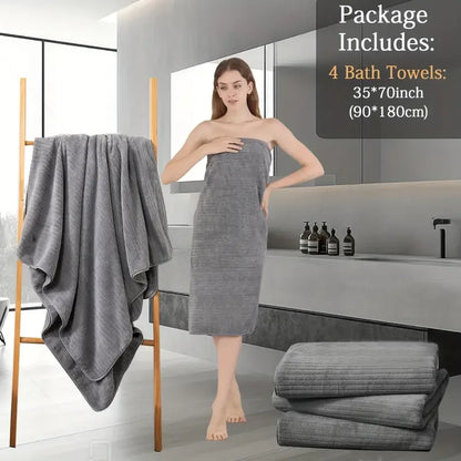 4pcs Oversized Bath Towels Set
