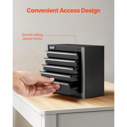 8.6-inch Portable Metal Tool Box with 5 Drawers