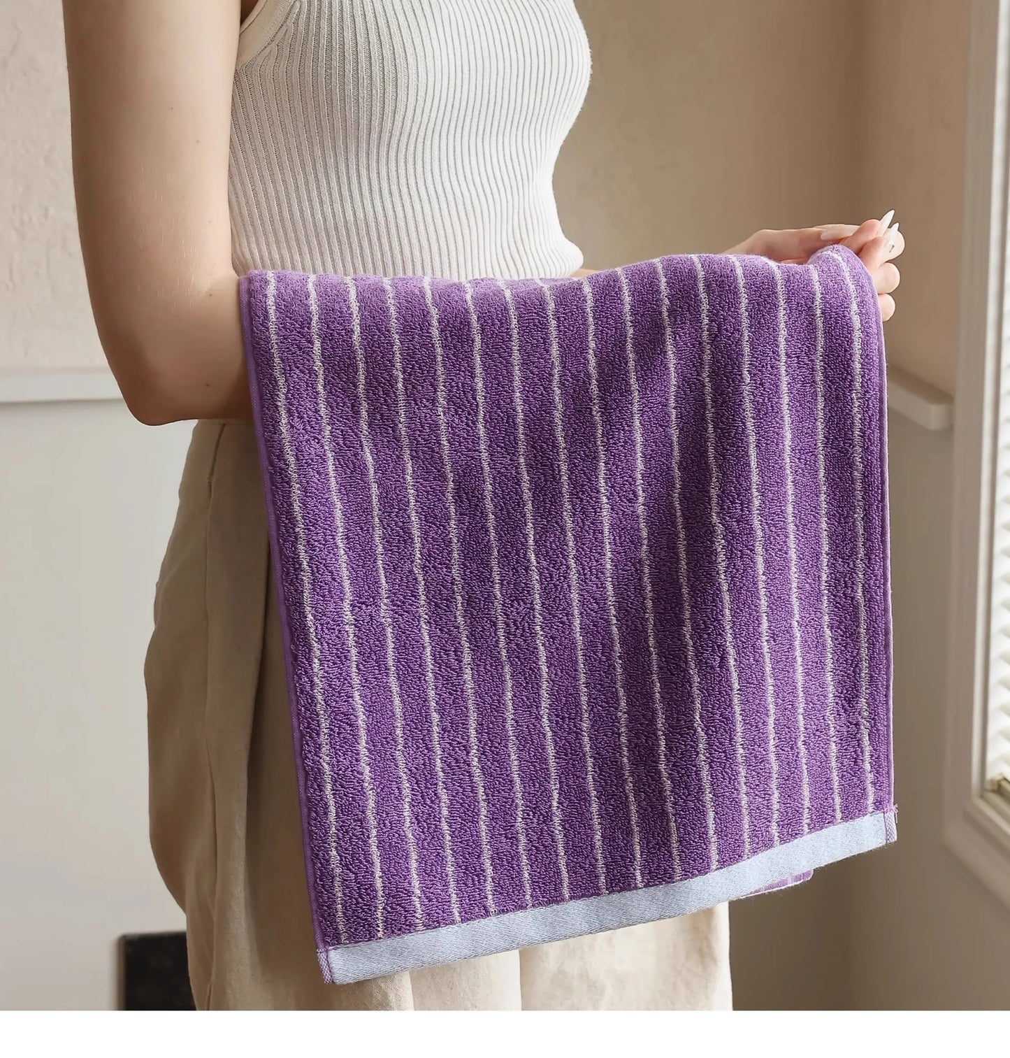 Fashion Striped Cotton Bath and Face Towel