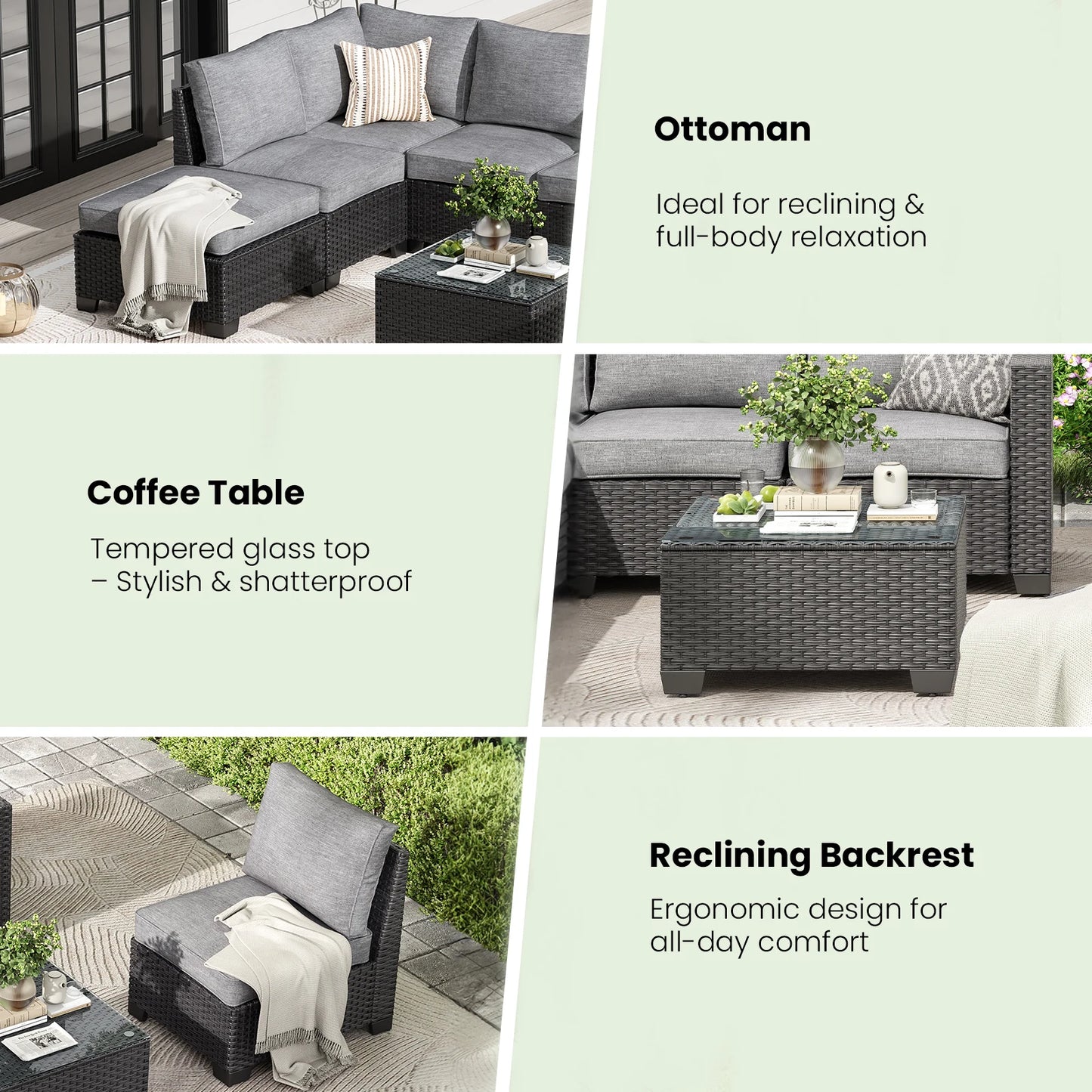 Outdoor Furniture with Ottoman