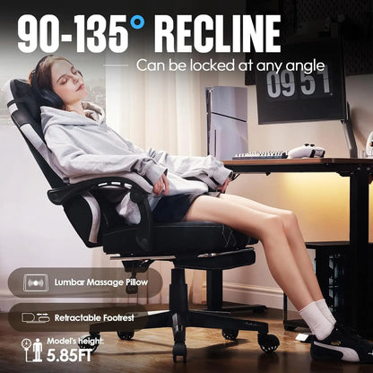 Fabric Gaming Chair with Footrest