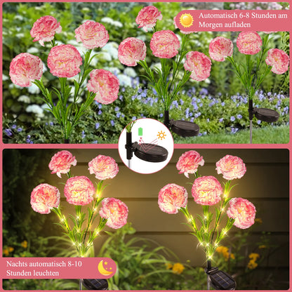 2pc Carnation Flower Solar Light