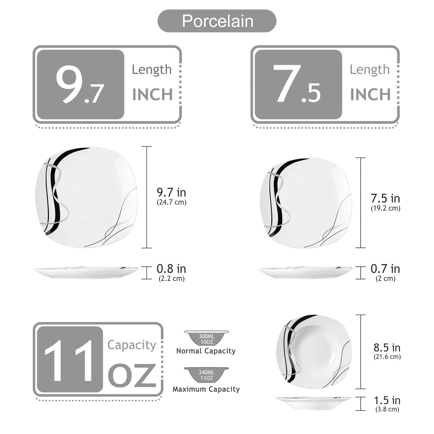 18/36-Piece Porcelain Ceramic Tableware
