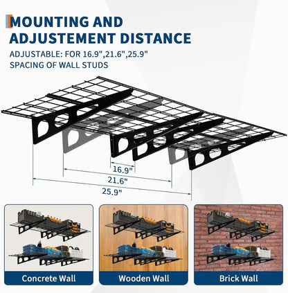 2 Pack 2x6 ft Garage Shelving Wall Mounted