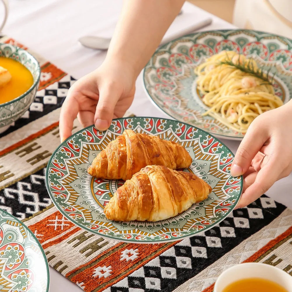 16 Pc Bohemian Mandala Patterned Ceramic Tableware Set