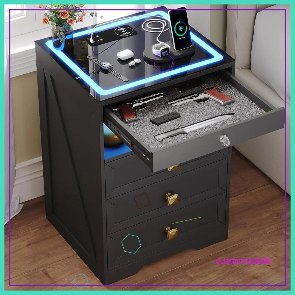 Smart Nightstand with Lockable Drawer