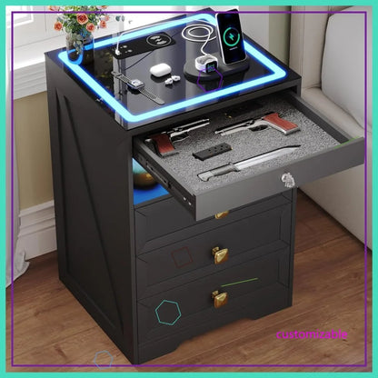 Smart Nightstand with Lockable Drawer