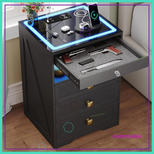 Smart Nightstand with Lockable Drawer