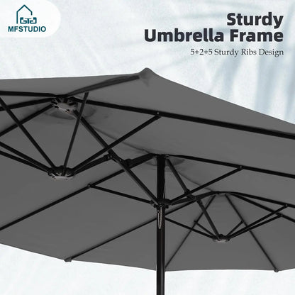 15ft Double Sided Patio Umbrella with Base