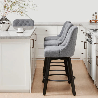 Gray Tufted Swivel Bar Stools Set Of 4