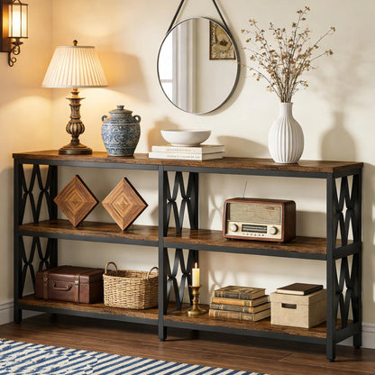 Console Table with Storage Shelves