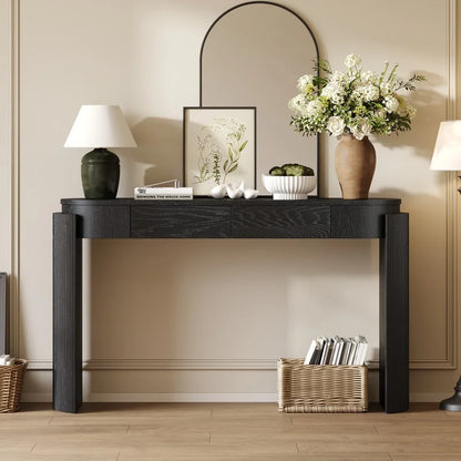 Black Entryway Table with Fluted Design