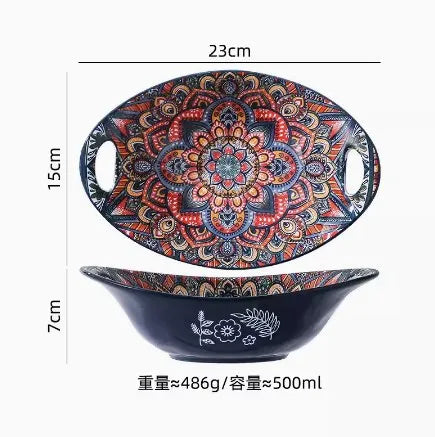 New Bohemian Style Ceramic Household Dishes Set