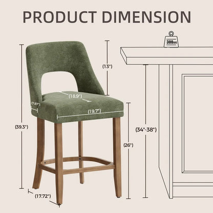 Green Upholstered Counter Stool Set