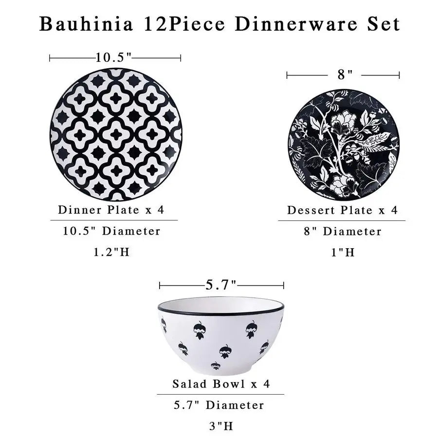Ceramic Plates and Bowls for 4