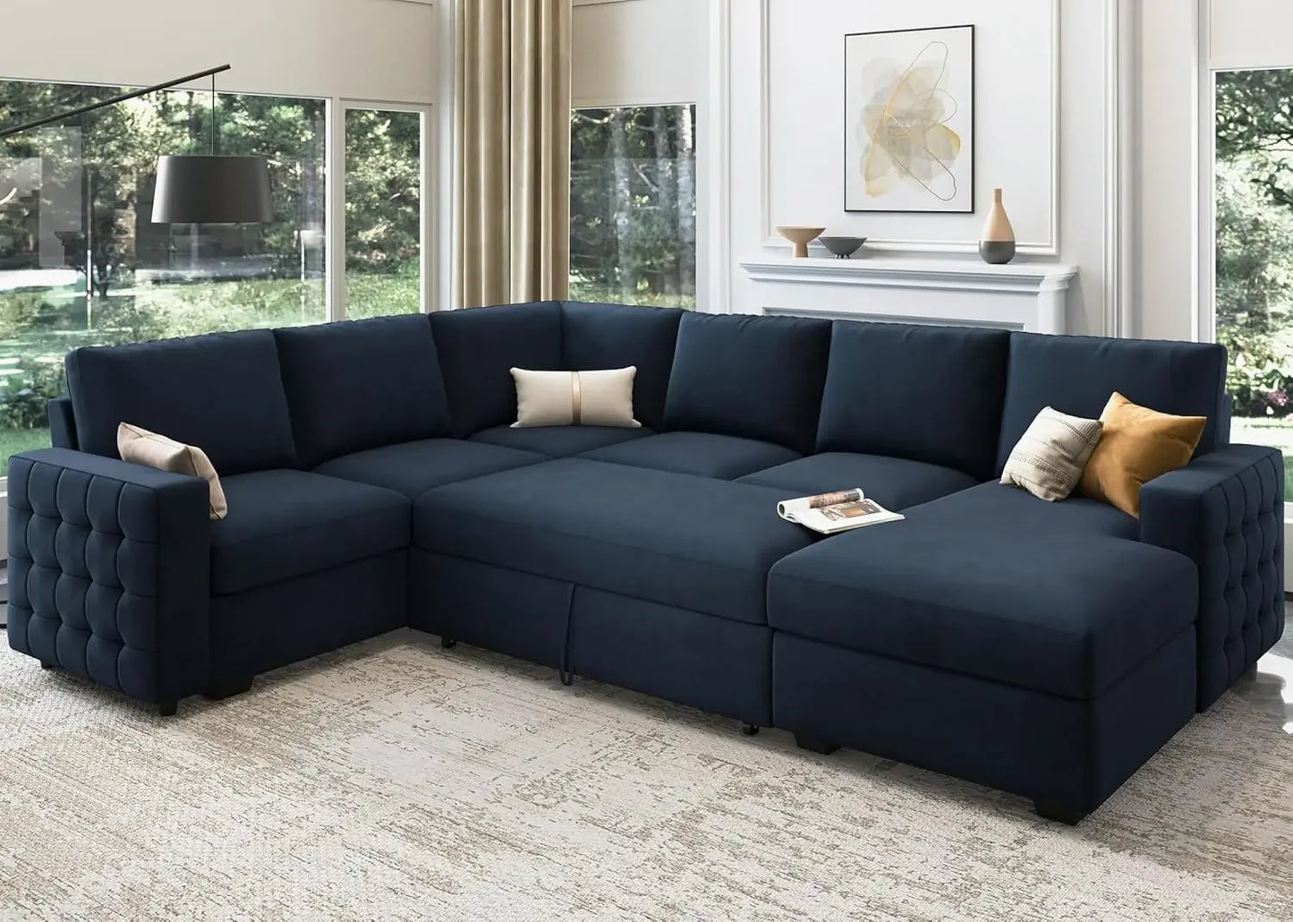 Sectional Sleeper Sofa with Pull Out Bed