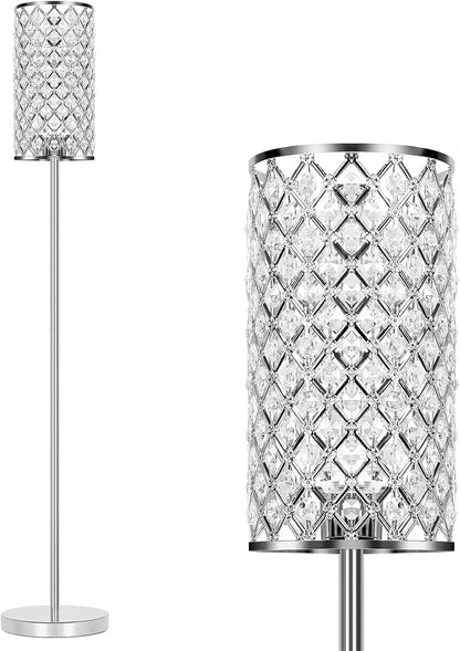 Modern Crystal Floor Lamp with Elegant Shade