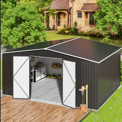 Outdoor Metal Storage Heavy-Duty Frame Shed w/ Lockable Door