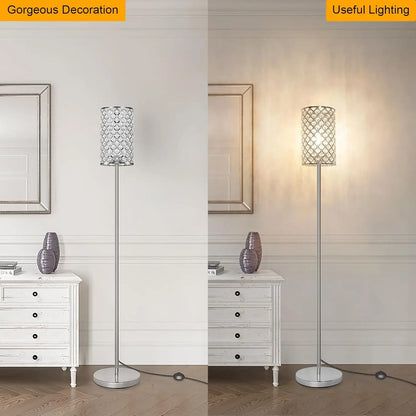 Modern Crystal Floor Lamp with Elegant Shade
