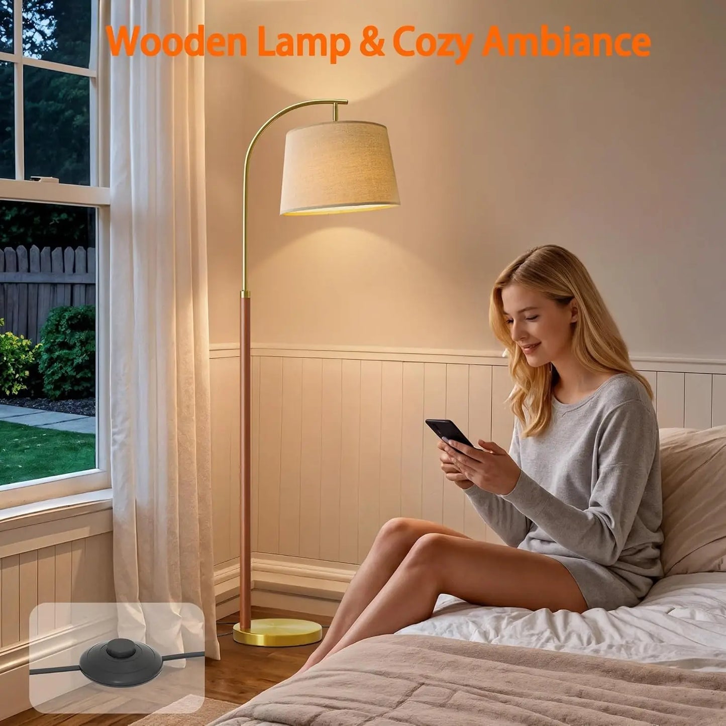 Gold Arc Floor Lamp with Foot Switch