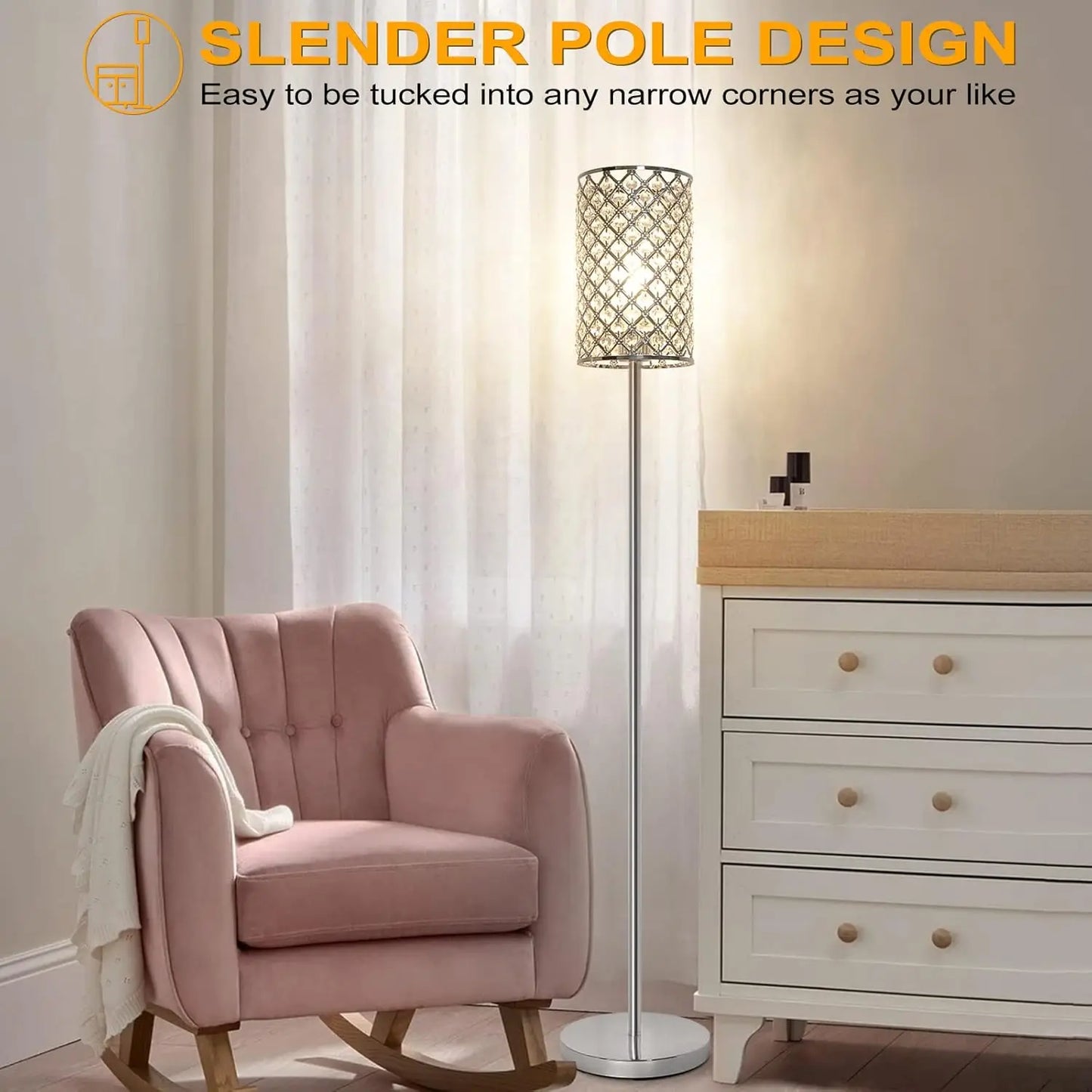 Modern Crystal Floor Lamp with Elegant Shade