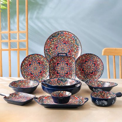 New Bohemian Style Ceramic Household Dishes Set