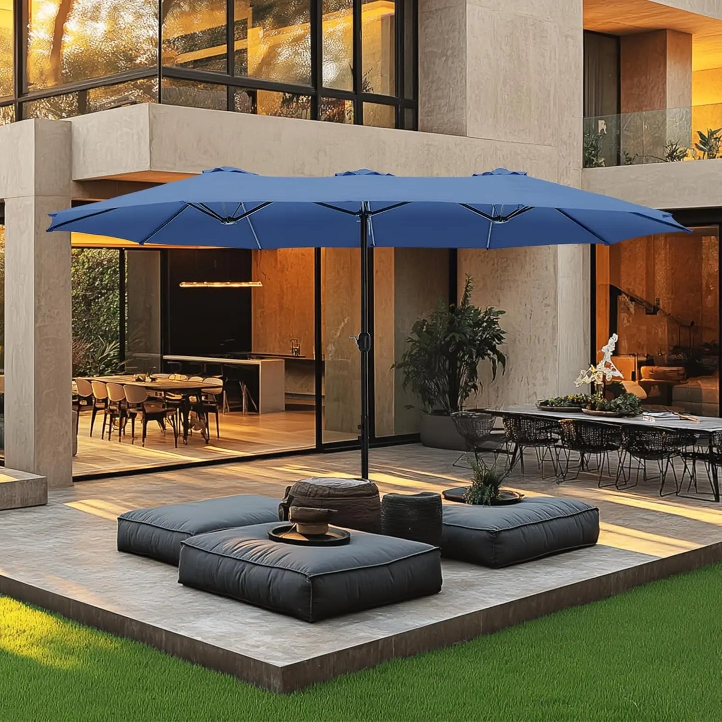 15ft Double Sided Patio Umbrella with Base