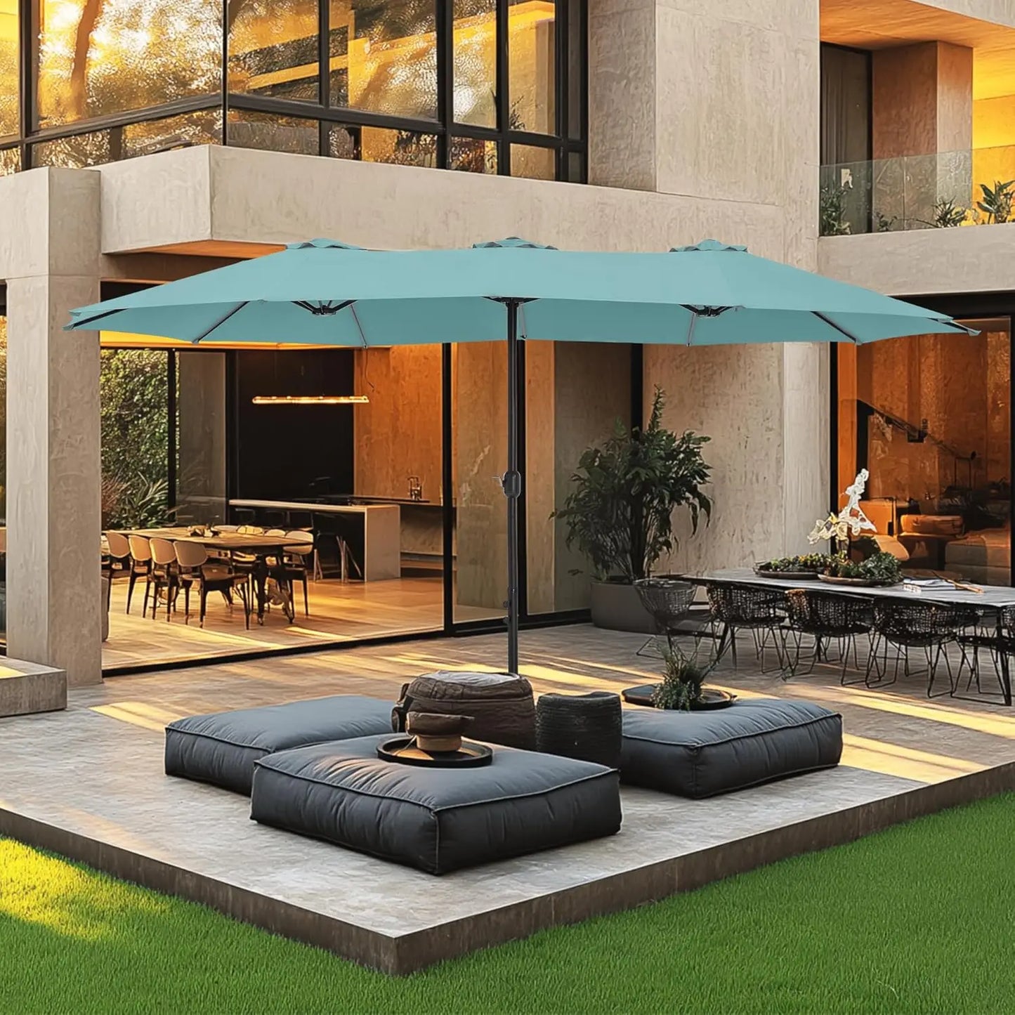 15ft Double Sided Patio Umbrella with Base
