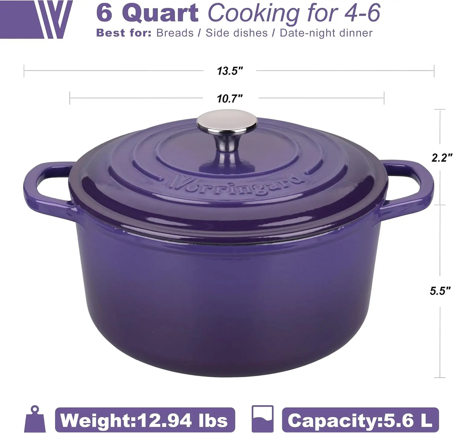 6 Quart Enameled Cast Iron Dutch Oven