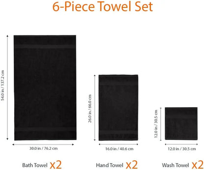 6 Piece Oversized Cotton Bathroom Towel Set