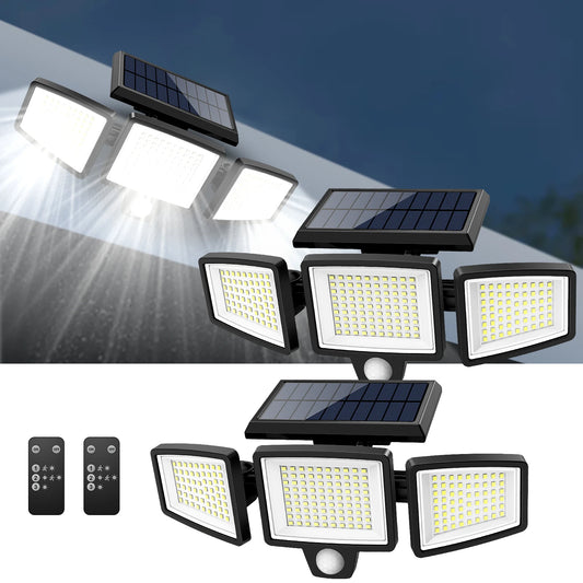 Outdoor Waterproof Solar Light with Motion Sensor 3-Head 200+ LEDs