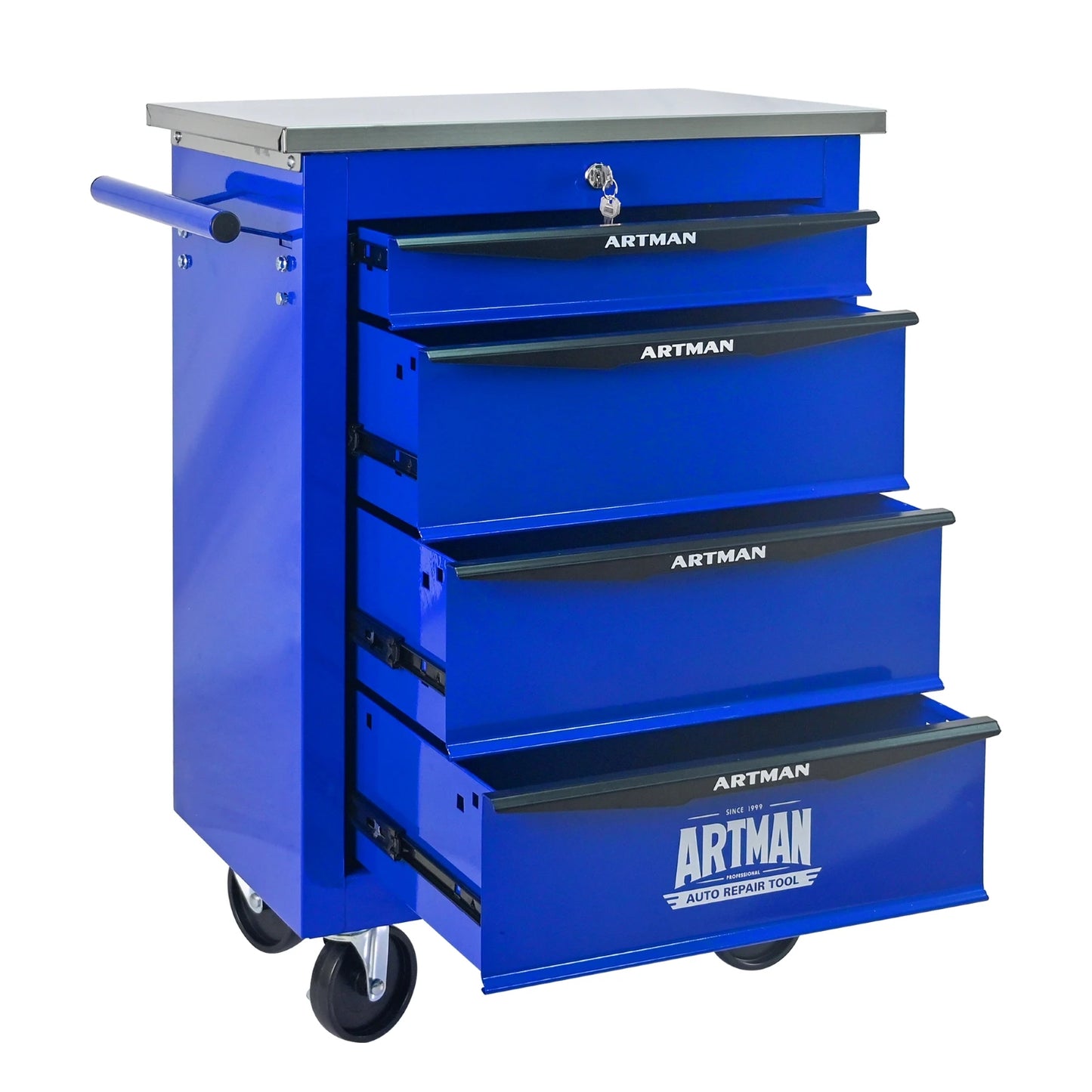 4-drawer wheeled toolbox trolley