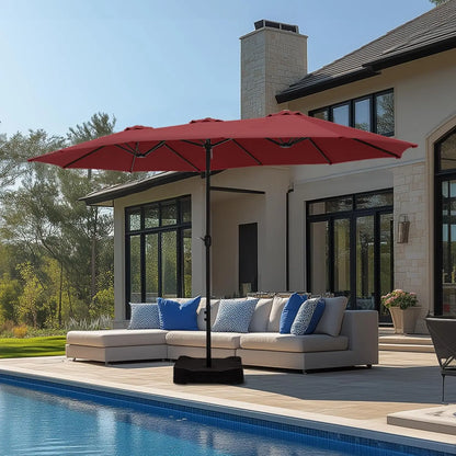 15ft Double Sided Patio Umbrella with Base