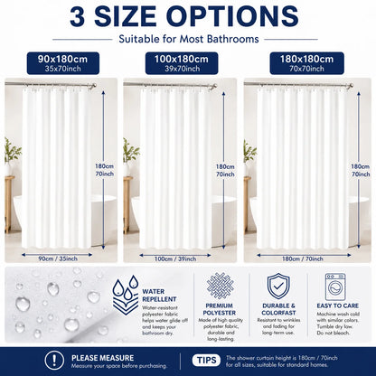 Floral Polyester Bathroom Curtain with Hooks
