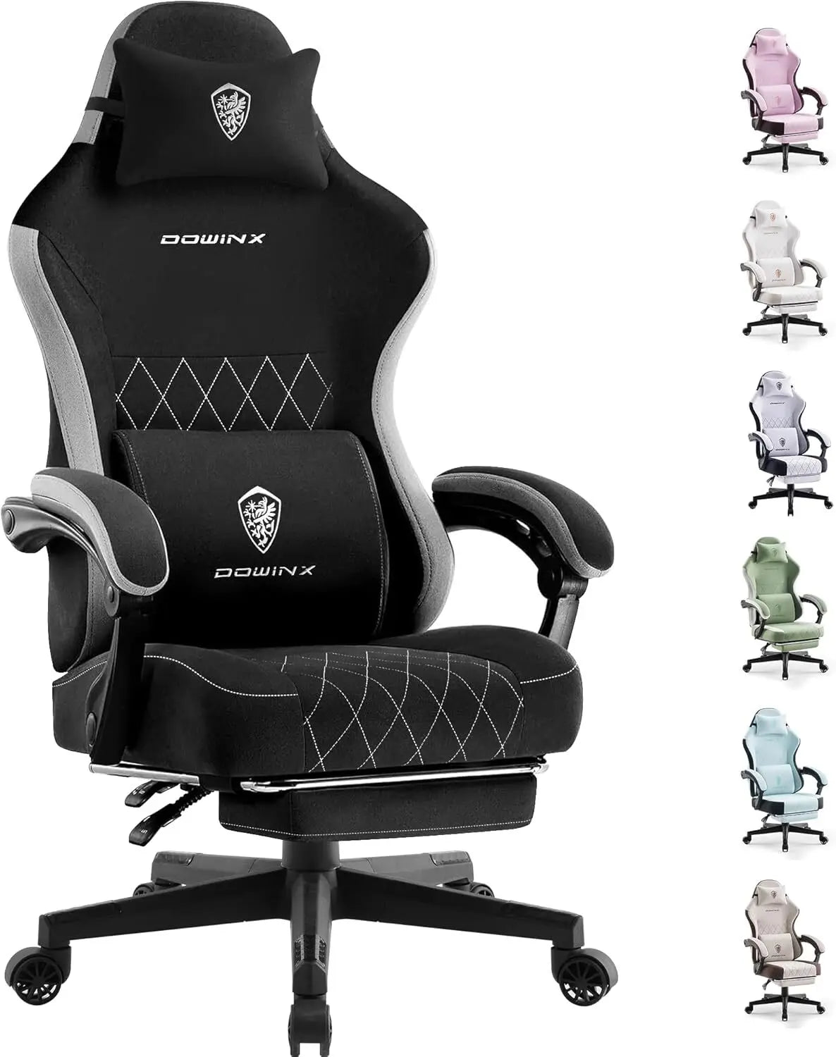 Fabric Gaming Chair with Footrest