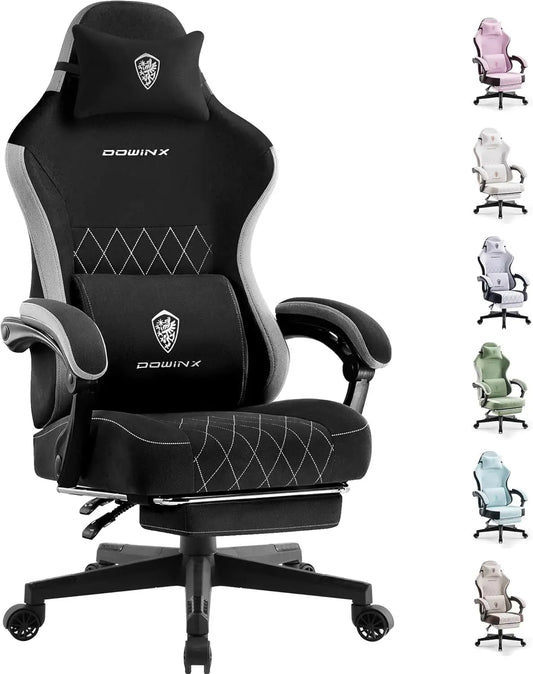 Fabric Gaming Chair with Footrest