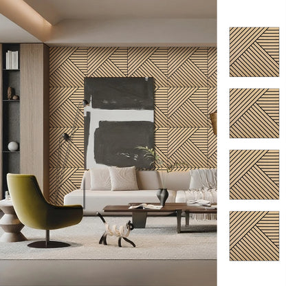 4 Packs Acoustic 3D Wood Slat Wall Panels