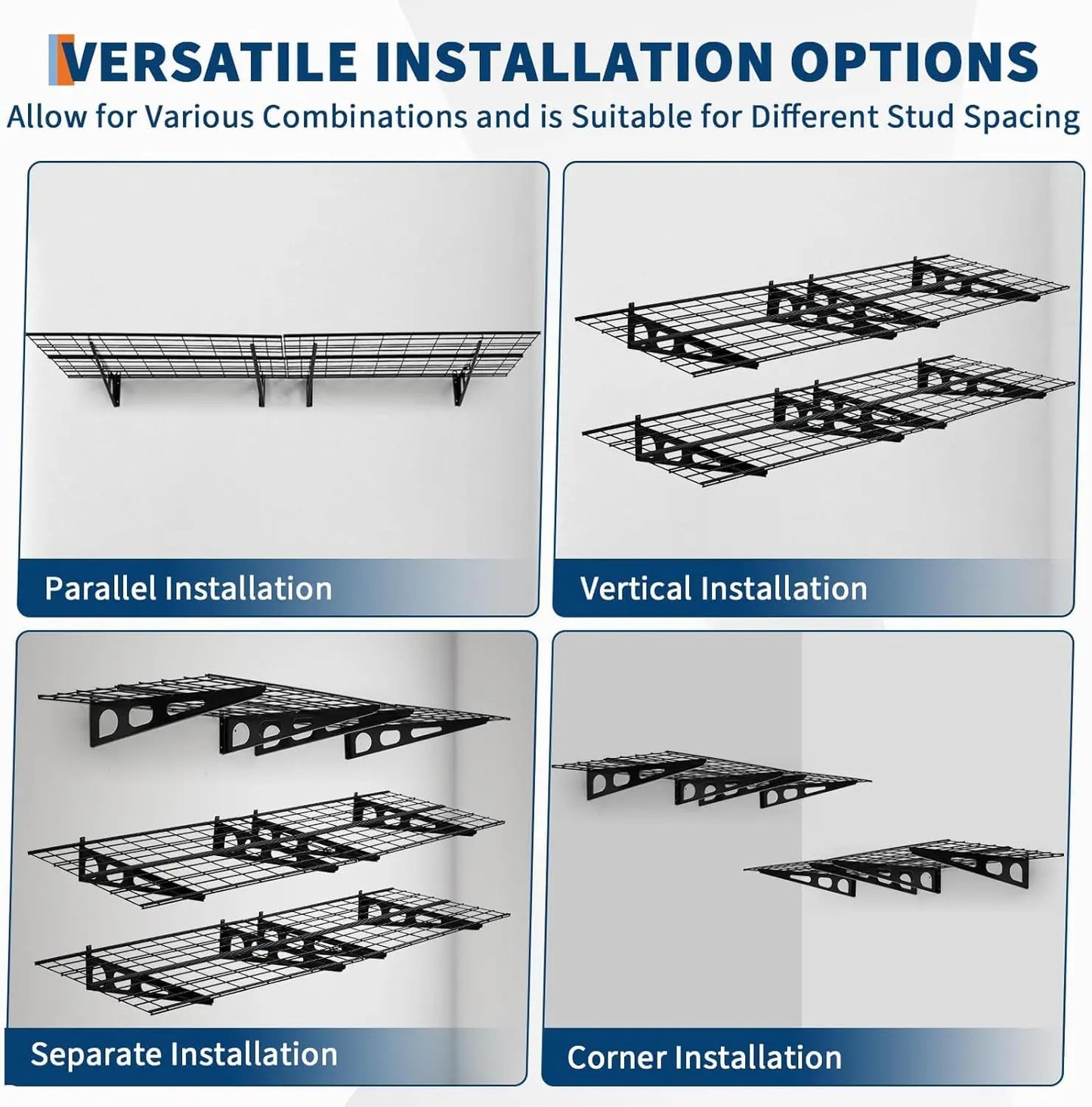 2 Pack 2x6 ft Garage Shelving Wall Mounted