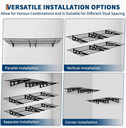 2 Pack 2x6 ft Garage Shelving Wall Mounted