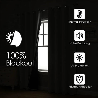 4 Panels 100% Blackout Curtains