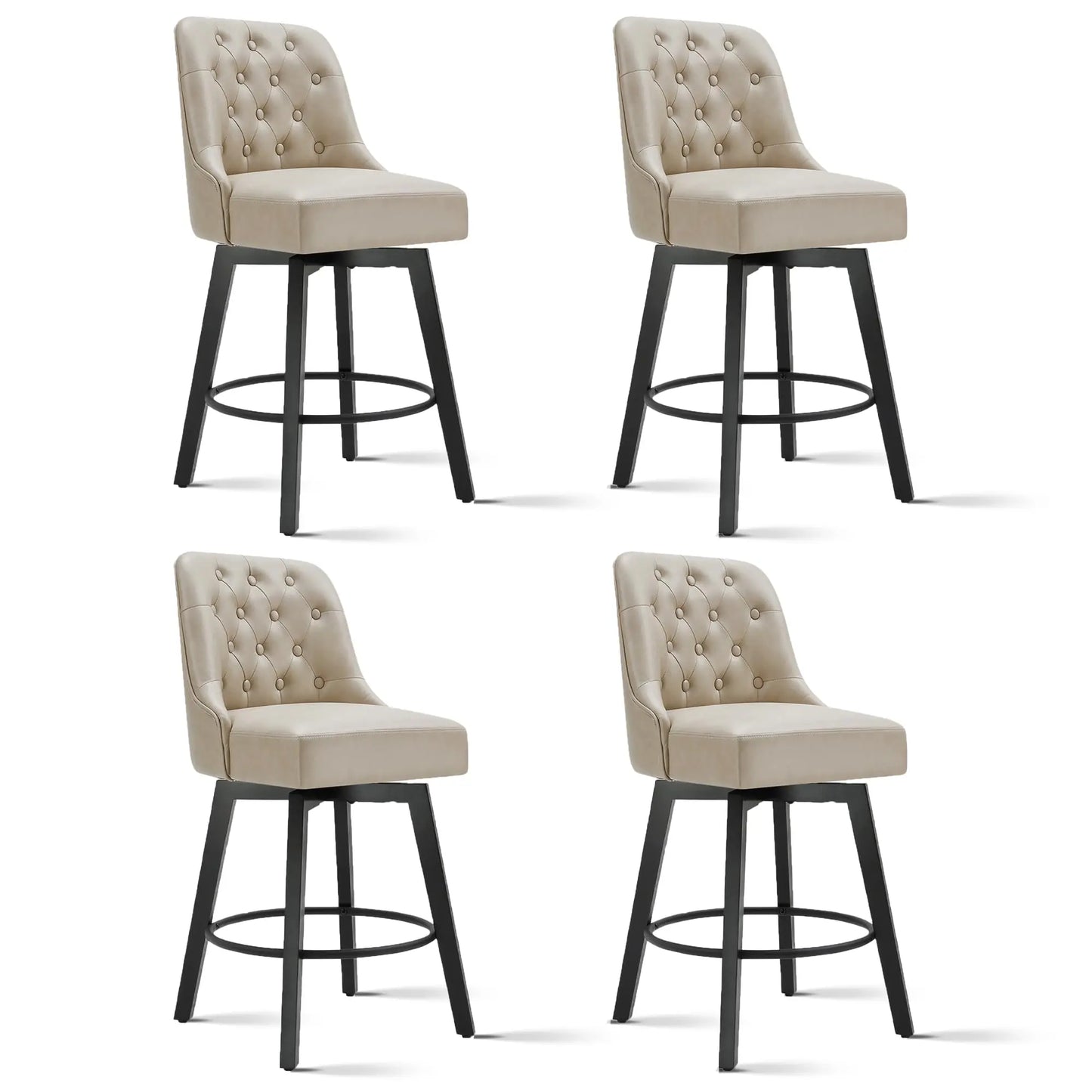 Gray Tufted Swivel Bar Stools Set Of 4