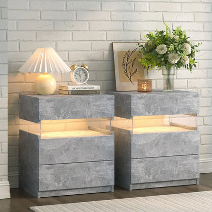 Bedside Tables Set with LED Lighting