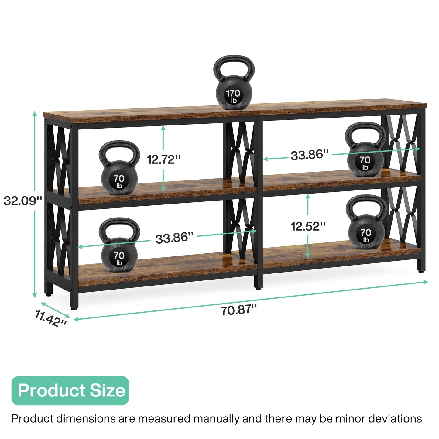 Console Table with Storage Shelves